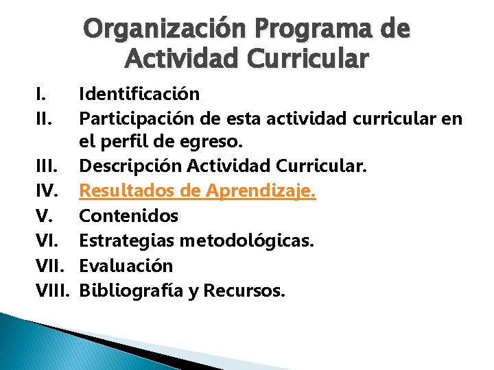 Organización Programa de Actividad Curricular I. II. Identificación Participación de esta actividad curricular en