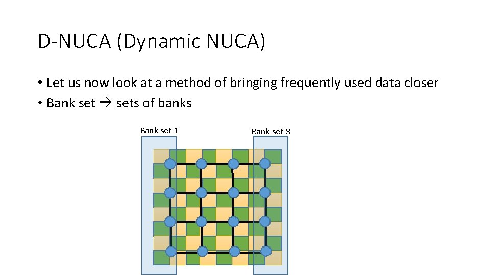 D-NUCA (Dynamic NUCA) • Let us now look at a method of bringing frequently