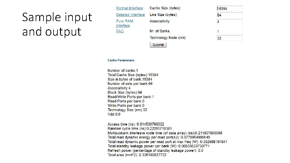 Sample input and output 