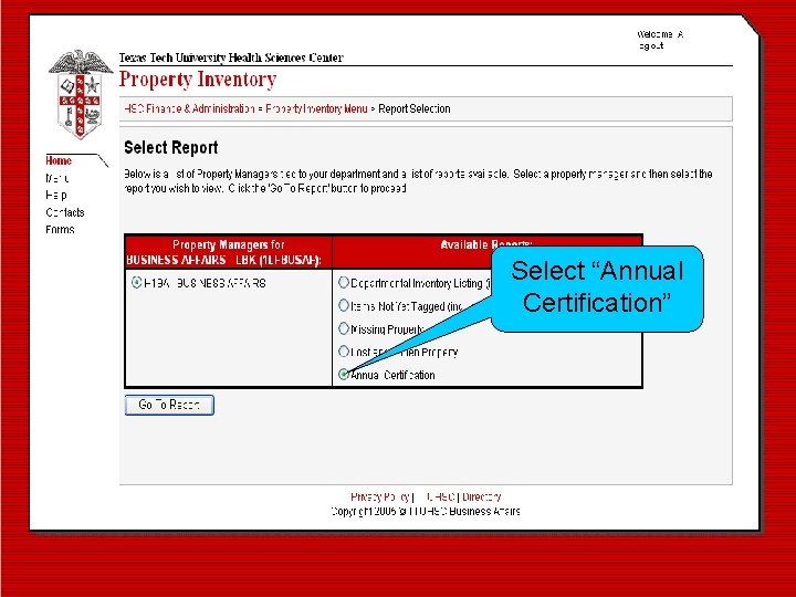 Select “Annual Certification” 