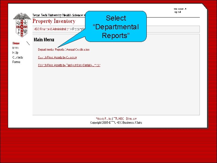 Select “Departmental Reports” 