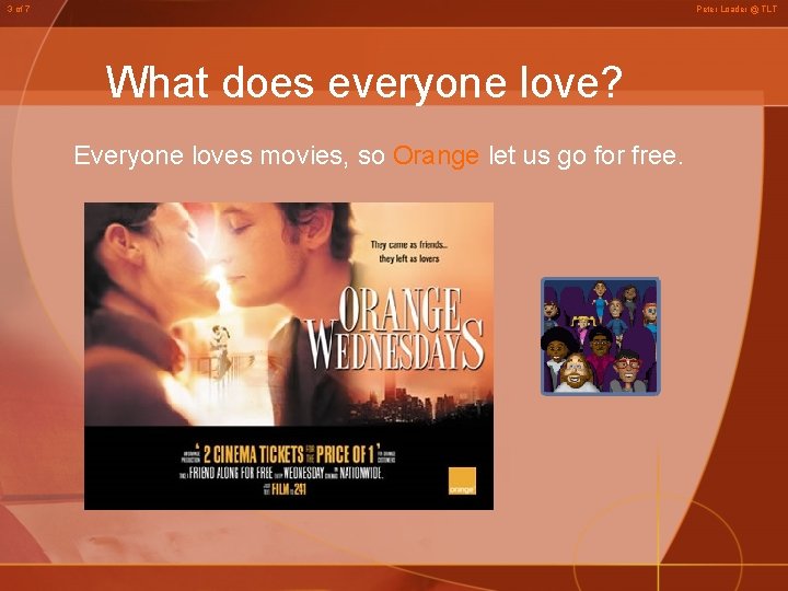 3 of 7 Peter Loader @ TLT What does everyone love? Everyone loves movies,