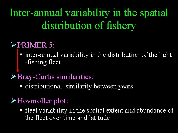 Inter-annual variability in the spatial distribution of ﬁshery Ø PRIMER 5: inter-annual variability in