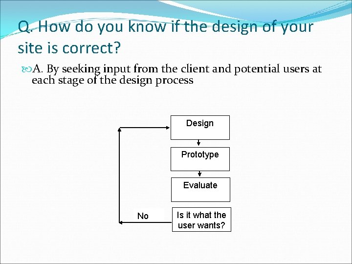 Q. How do you know if the design of your site is correct? A.