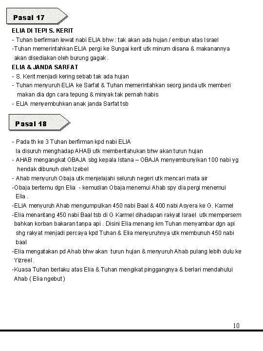 Pasal 17 ELIA DI TEPI S. KERIT - Tuhan berfirman lewat nabi ELIA bhw