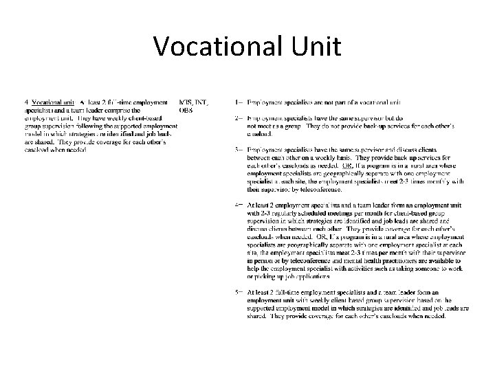 Vocational Unit 