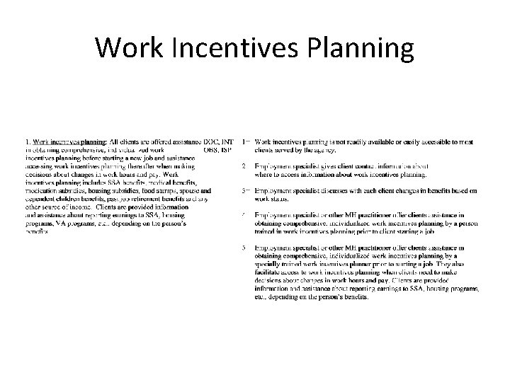 Work Incentives Planning 