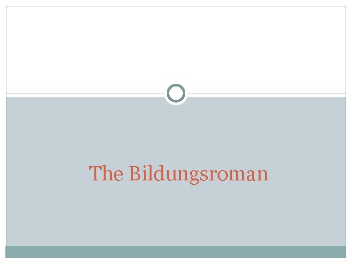 The Bildungsroman 