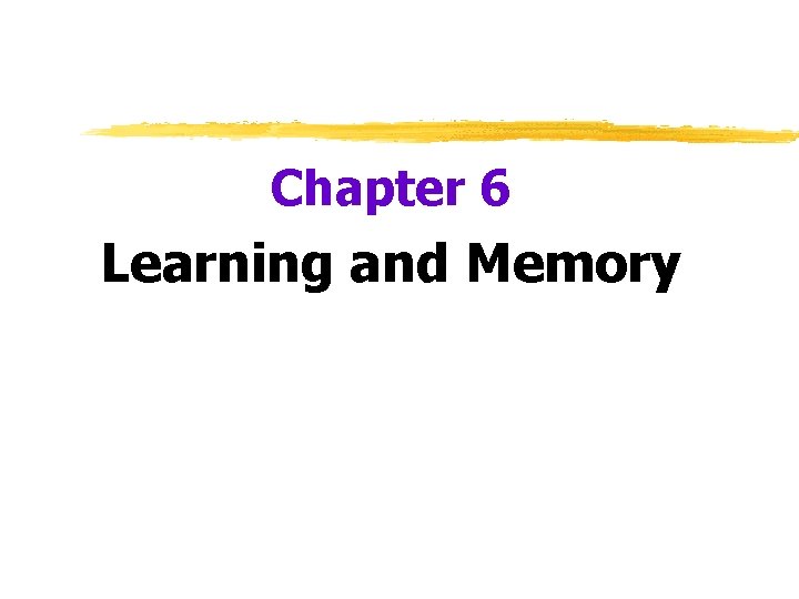 Chapter 6 Learning and Memory 
