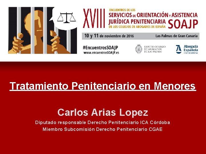 Tratamiento Penitenciario en Menores Carlos Arias Lopez Diputado responsable Derecho Penitenciario ICA Córdoba Miembro