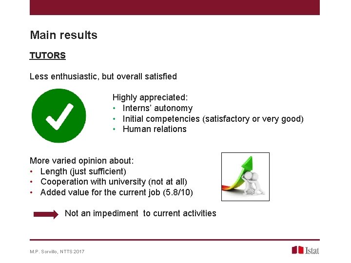 Main results TUTORS Less enthusiastic, but overall satisfied Highly appreciated: • Interns’ autonomy •