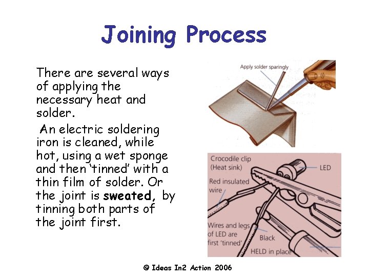 Joining Process There are several ways of applying the necessary heat and solder. An