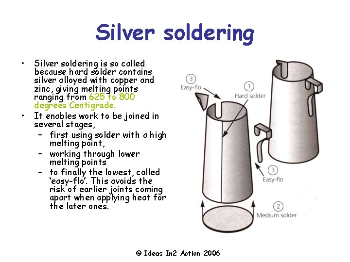 Silver soldering • • Silver soldering is so called because hard solder contains silver