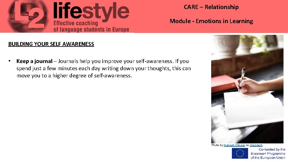 CARE – Relationship Module - Emotions in Learning BUILDING YOUR SELF AWARENESS • Keep