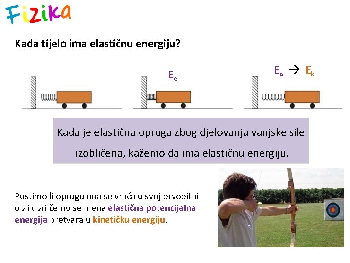 Kada tijelo ima elastičnu energiju? Ee Ee Ek Kada je elastična opruga zbog djelovanja