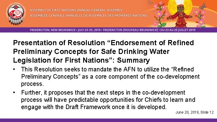 Presentation of Resolution “Endorsement of Refined Preliminary Concepts for Safe Drinking Water Legislation for