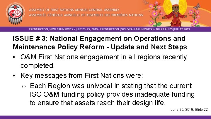 ISSUE # 3: National Engagement on Operations and Maintenance Policy Reform - Update and