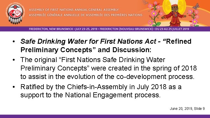  • Safe Drinking Water for First Nations Act - “Refined Preliminary Concepts” and