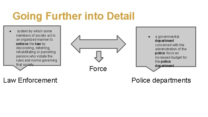 Going Further into Detail ● system by which some members of society act in