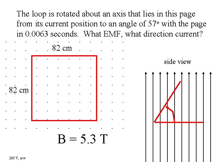 The loop is rotated about an axis that lies in this page from its