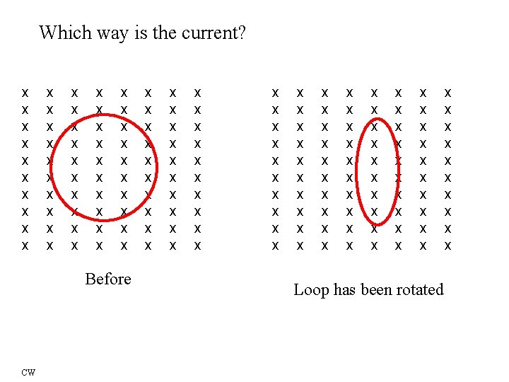 Which way is the current? x x x x x x x x x