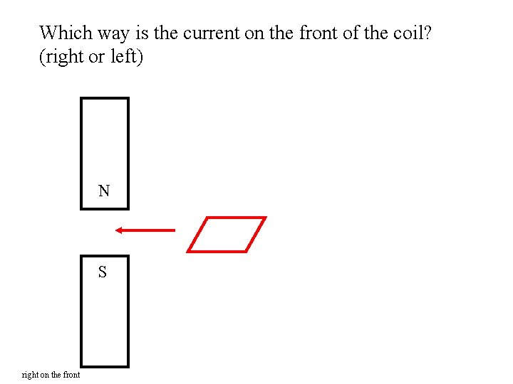 Which way is the current on the front of the coil? (right or left)