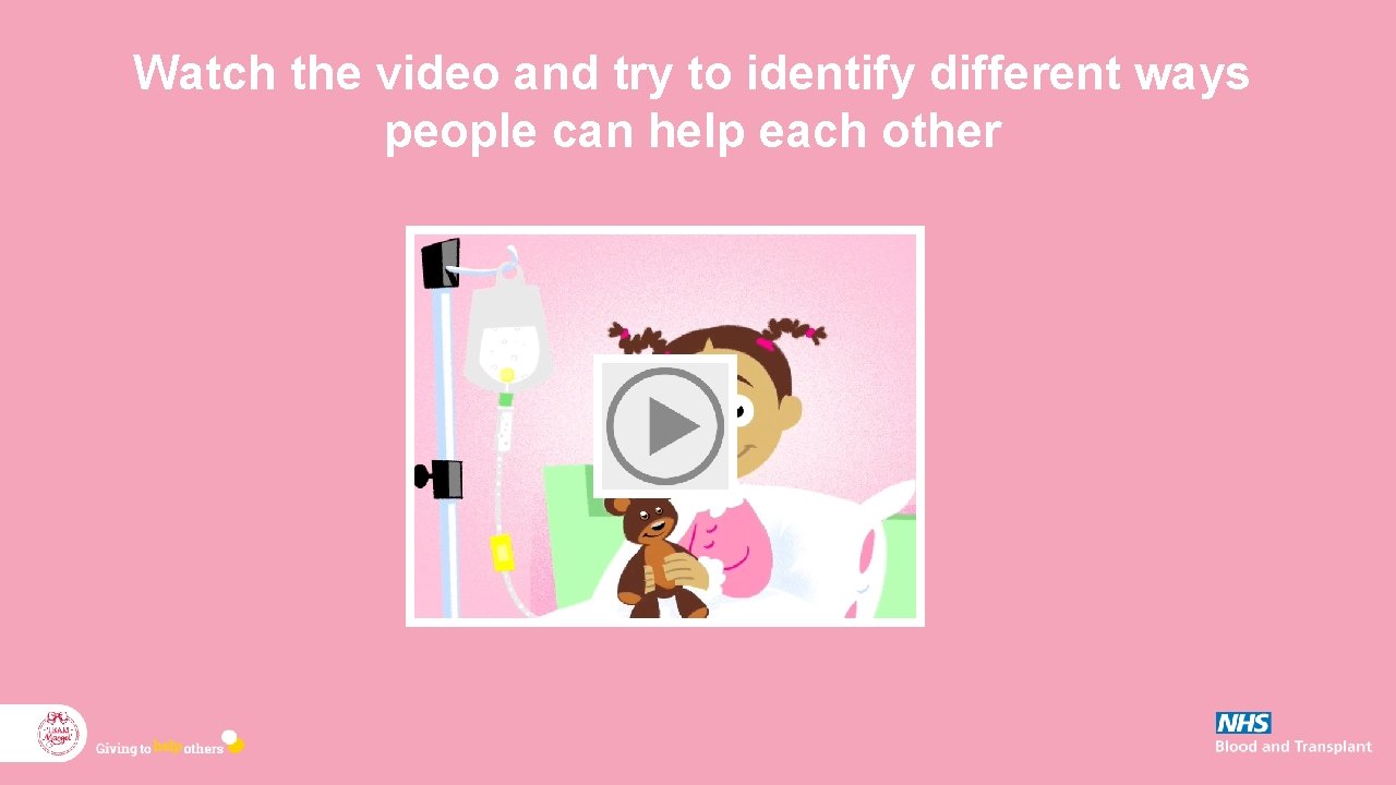 Watch the video and try to identify different ways people can help each other