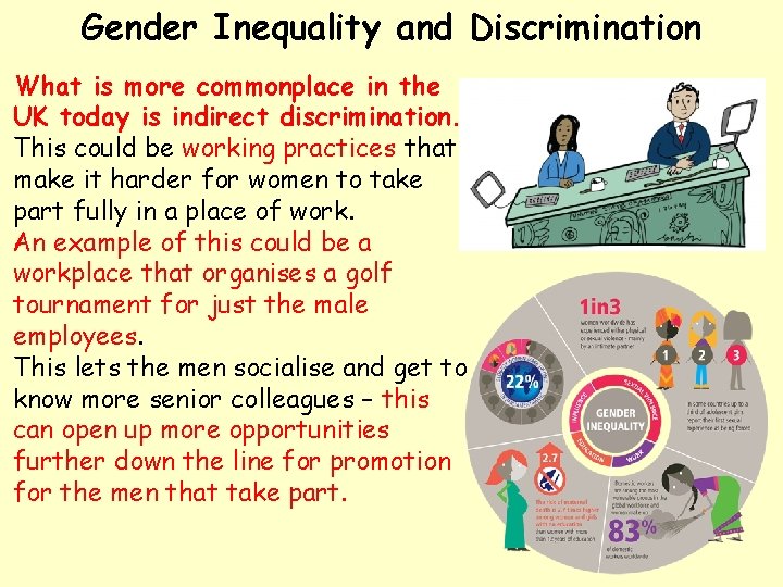 Gender Inequality and Discrimination What is more commonplace in the UK today is indirect