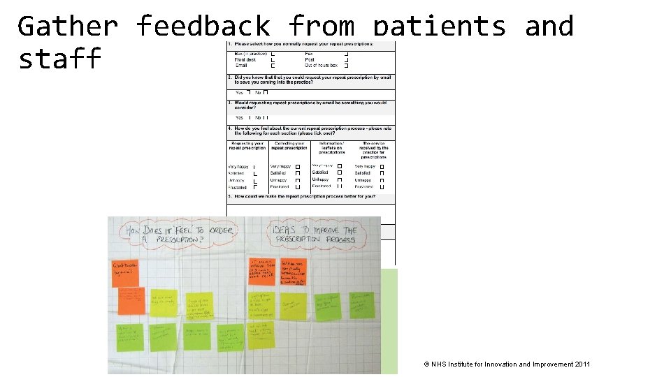 Gather feedback from patients and staff © NHS Institute for Innovation and Improvement 2011