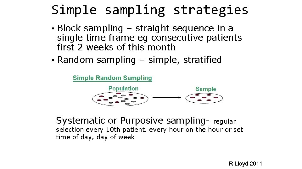 Simple sampling strategies • Block sampling – straight sequence in a single time frame