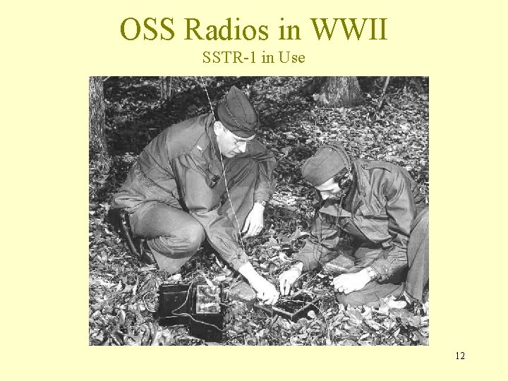 OSS Radios in WWII SSTR-1 in Use 12 OSS Radios in WWII SSTR-1 in Use 12