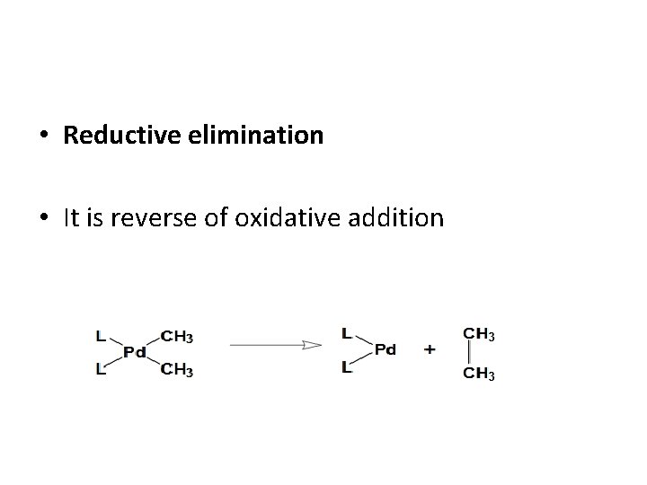  • Reductive elimination • It is reverse of oxidative addition 