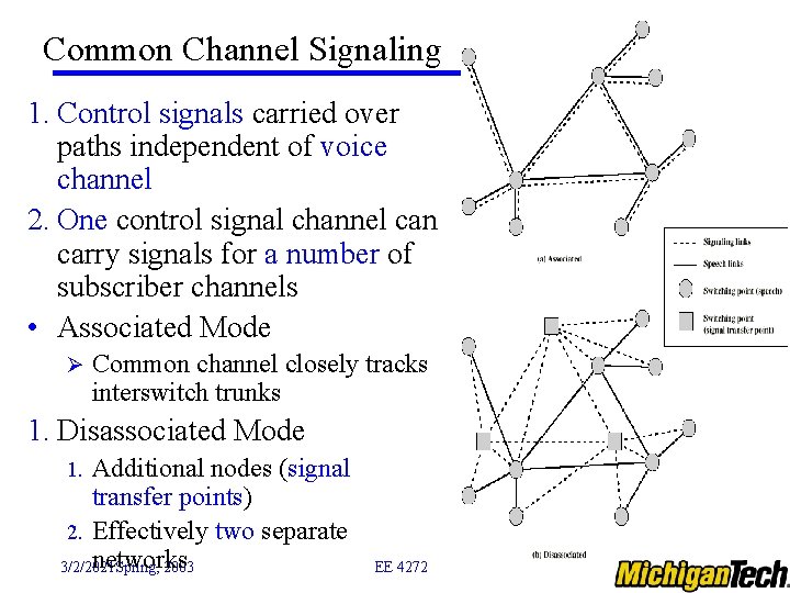 Common Channel Signaling 1. Control signals carried over paths independent of voice channel 2.