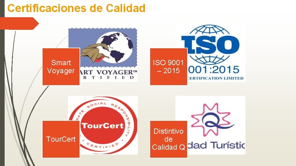 Certificaciones de Calidad Smart Voyager ISO 9001 – 2015 Tour. Cert Distintivo de Calidad