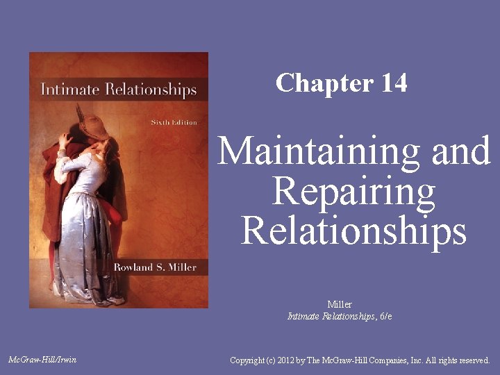 Chapter 14 Maintaining and Repairing Relationships Miller Intimate Relationships, 6/e Mc. Graw-Hill/Irwin Copyright (c)