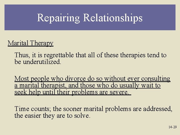 Repairing Relationships Marital Therapy Thus, it is regrettable that all of these therapies tend