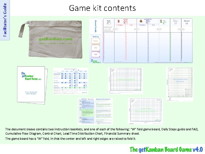Facilitator’s Guide Game kit contents The document sleeve contains two instruction booklets, and one