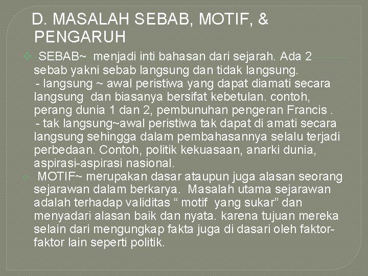 Bab Vii Masalah Kausal Dan Gerak Sejarah Di