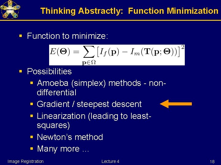 Thinking Abstractly: Function Minimization § Function to minimize: § Possibilities § Amoeba (simplex) methods
