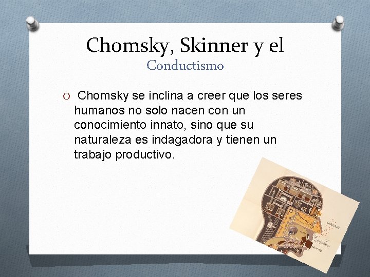 Chomsky, Skinner y el Conductismo O Chomsky se inclina a creer que los seres