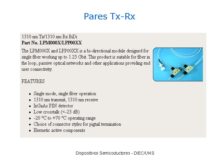 Pares Tx-Rx Dispositivos Semicoductores - DIEC/UNS 