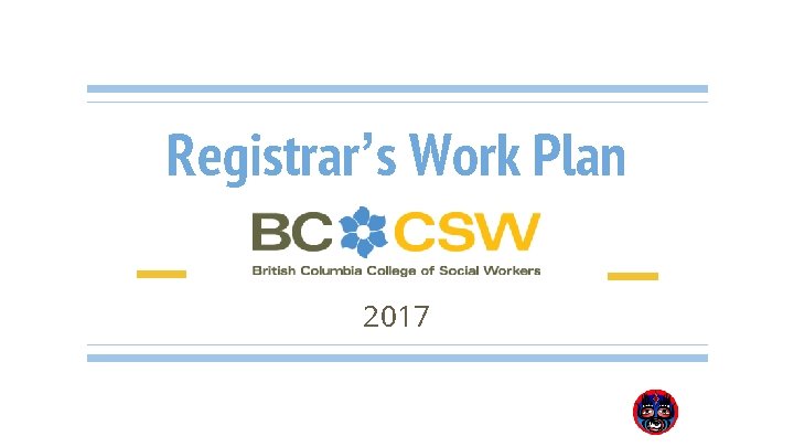 Registrar’s Work Plan 2017 