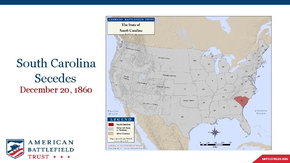 South Carolina Secedes December 20, 1860 