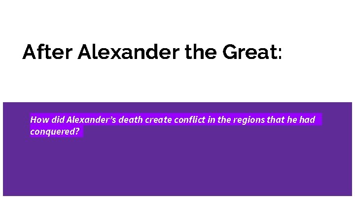After Alexander the Great: How did Alexander’s death create conflict in the regions that