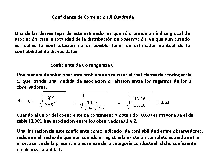 Coeficiente de Correlación Ji Cuadrada Una de las desventajas de estimador es que sólo