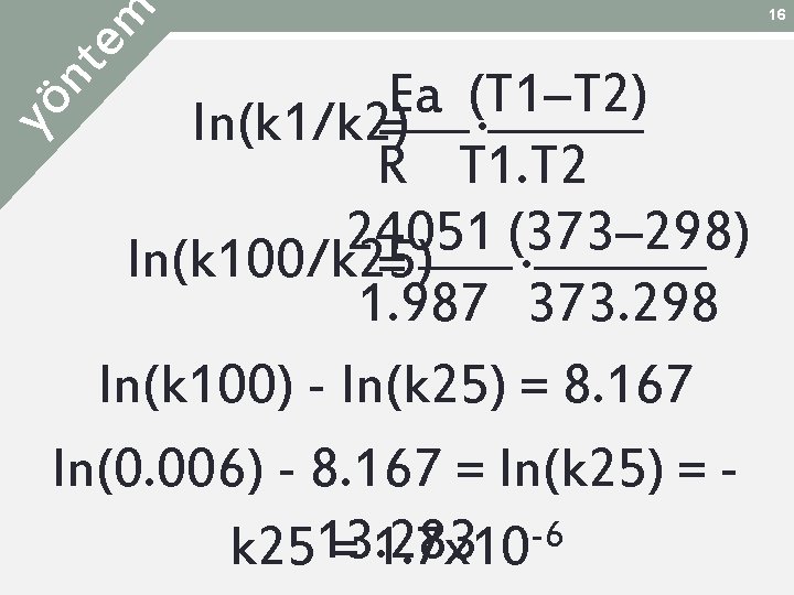 em nt yö Ea (T 1–T 2) ln(k 1/k 2) =. R T 1. em nt yö Ea (T 1–T 2) ln(k 1/k 2) =. R T 1.