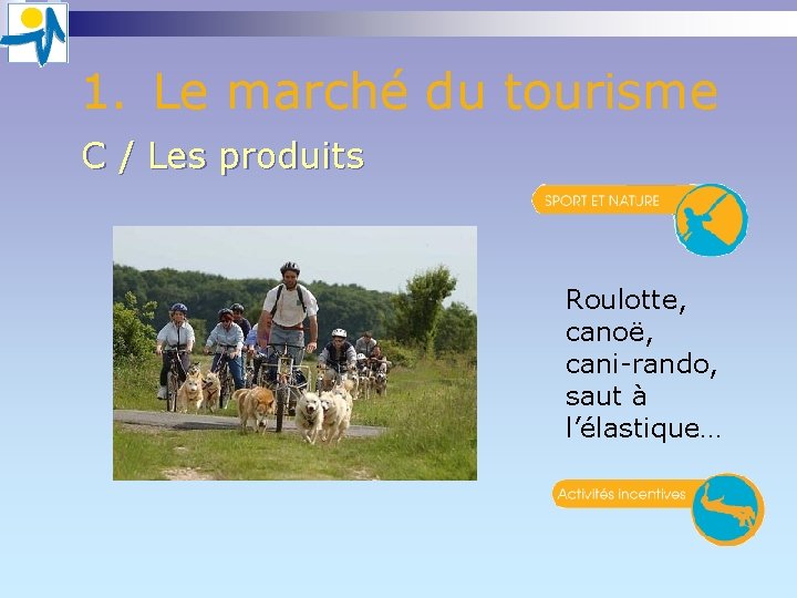 1. Le marché du tourisme C / Les produits Roulotte, canoë, cani-rando, saut à 1. Le marché du tourisme C / Les produits Roulotte, canoë, cani-rando, saut à