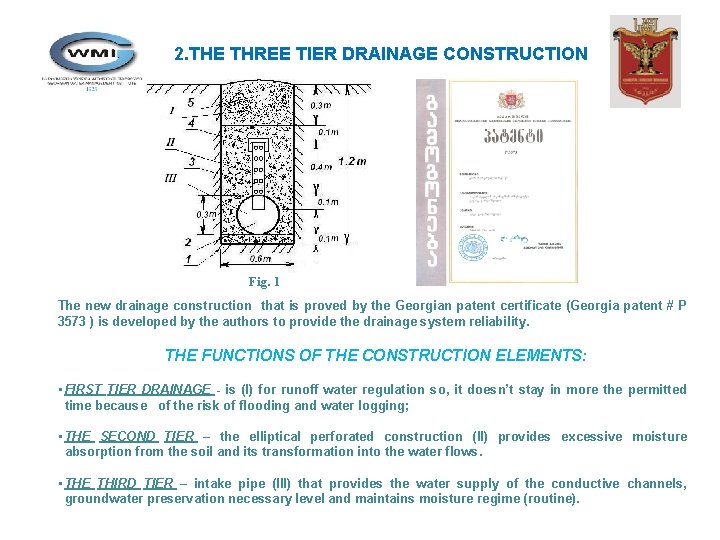  2. THE THREE TIER DRAINAGE CONSTRUCTION Fig. 1 The new drainage construction that
