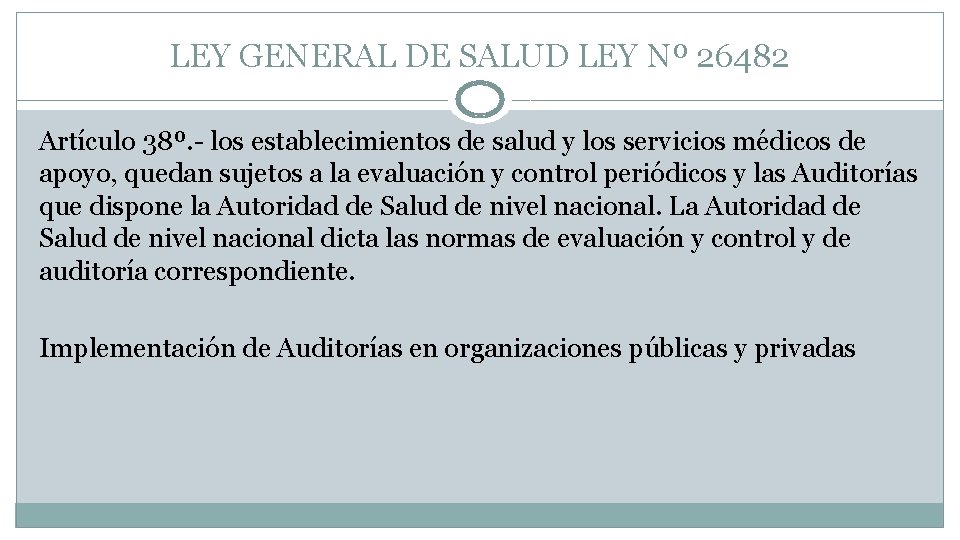 LEY GENERAL DE SALUD LEY Nº 26482 Artículo 38º. - los establecimientos de salud LEY GENERAL DE SALUD LEY Nº 26482 Artículo 38º. - los establecimientos de salud