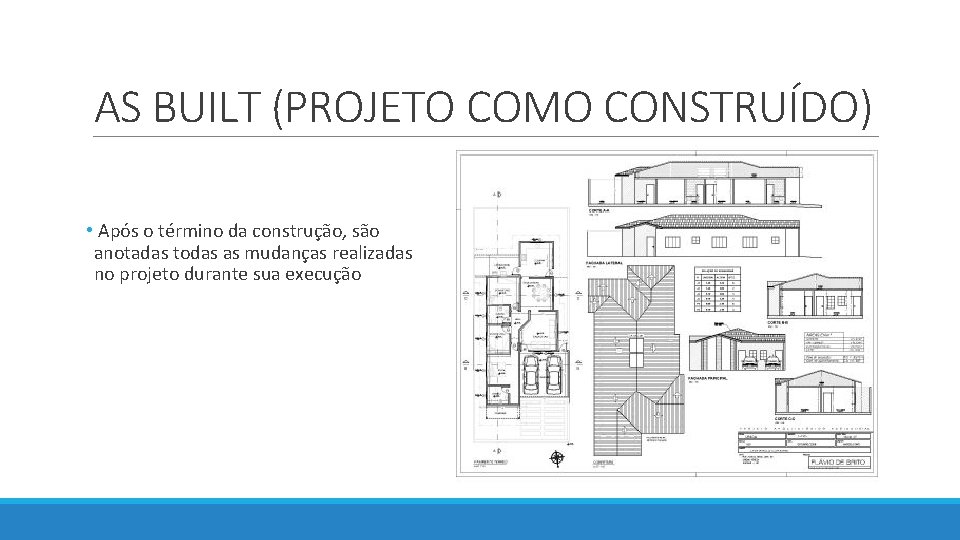 AS BUILT (PROJETO COMO CONSTRUÍDO) • Após o término da construção, são anotadas todas AS BUILT (PROJETO COMO CONSTRUÍDO) • Após o término da construção, são anotadas todas